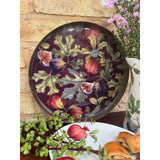 Gold Metal Round Tray Fig & Pomegranate Design