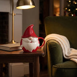 Santa Gnome Ceramic Mug with Lid, Red