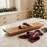 Long Serving Board with Gold Handles, Fig & Pomegranate