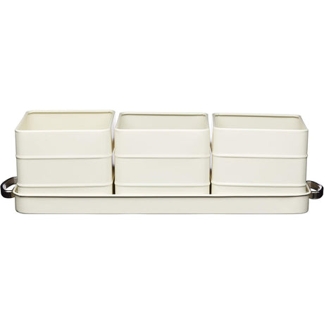 KitchenCraft Living Nostalgia Indoor Herb Pots and Tray Set Cream - Home Deco London