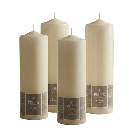 Ivory Altar Candle Pack of 4 - 250x80mm, 125 Hours Burn Time for Elegant Occasions - Home Deco London