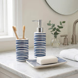 Jeff Banks Bathroom Set Stripes Blue - Home Deco London