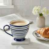 Jeff Banks Footed Mug - Stripes Blue