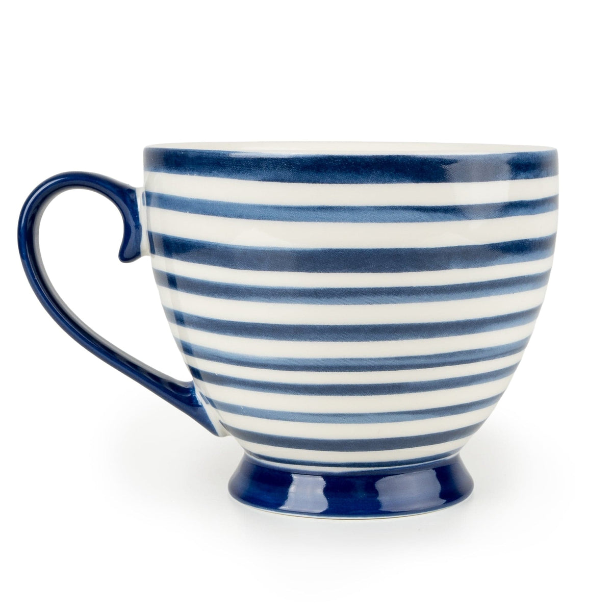 Jeff Banks Footed Mug - Stripes Blue