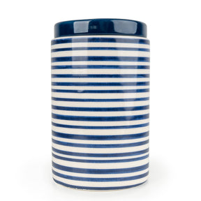 Jeff Banks Ceramic Storage Jar - Stripes Blue Design - Home Deco London