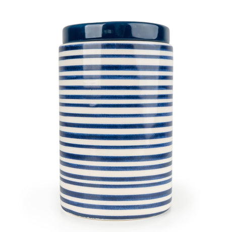 Jeff Banks Ceramic Storage Jar - Stripes Blue Design - Home Deco London