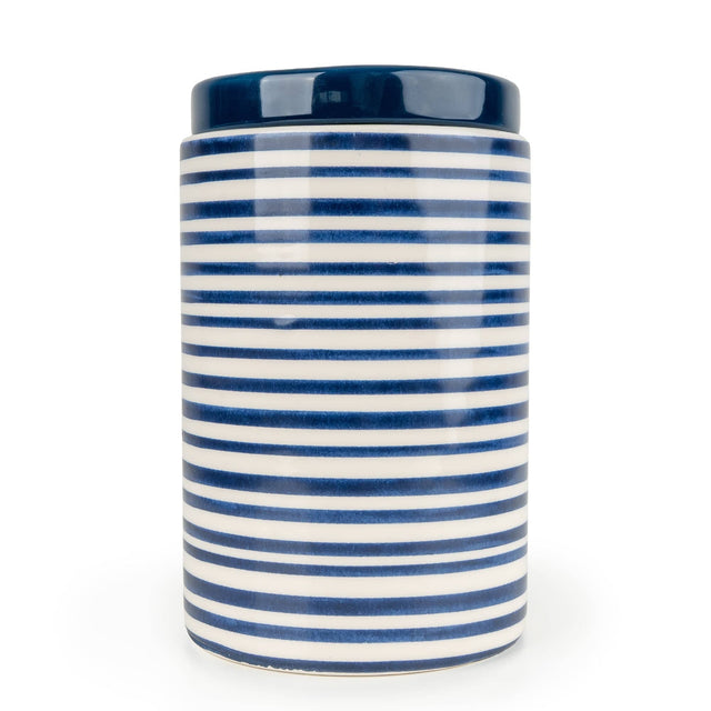 Jeff Banks Ceramic Storage Jar - Stripes Blue Design - Home Deco London