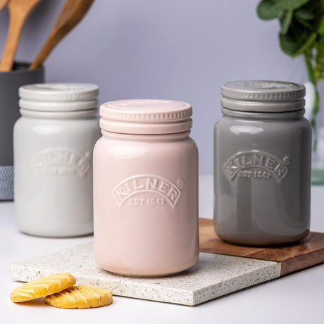 Kilner Dusky Pink Ceramic Storage Jar 0.6 Litre - Home Deco London