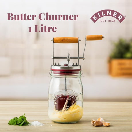 Kilner 1L Butter Churner Set with Hand Churning Mechanism - Home Deco London