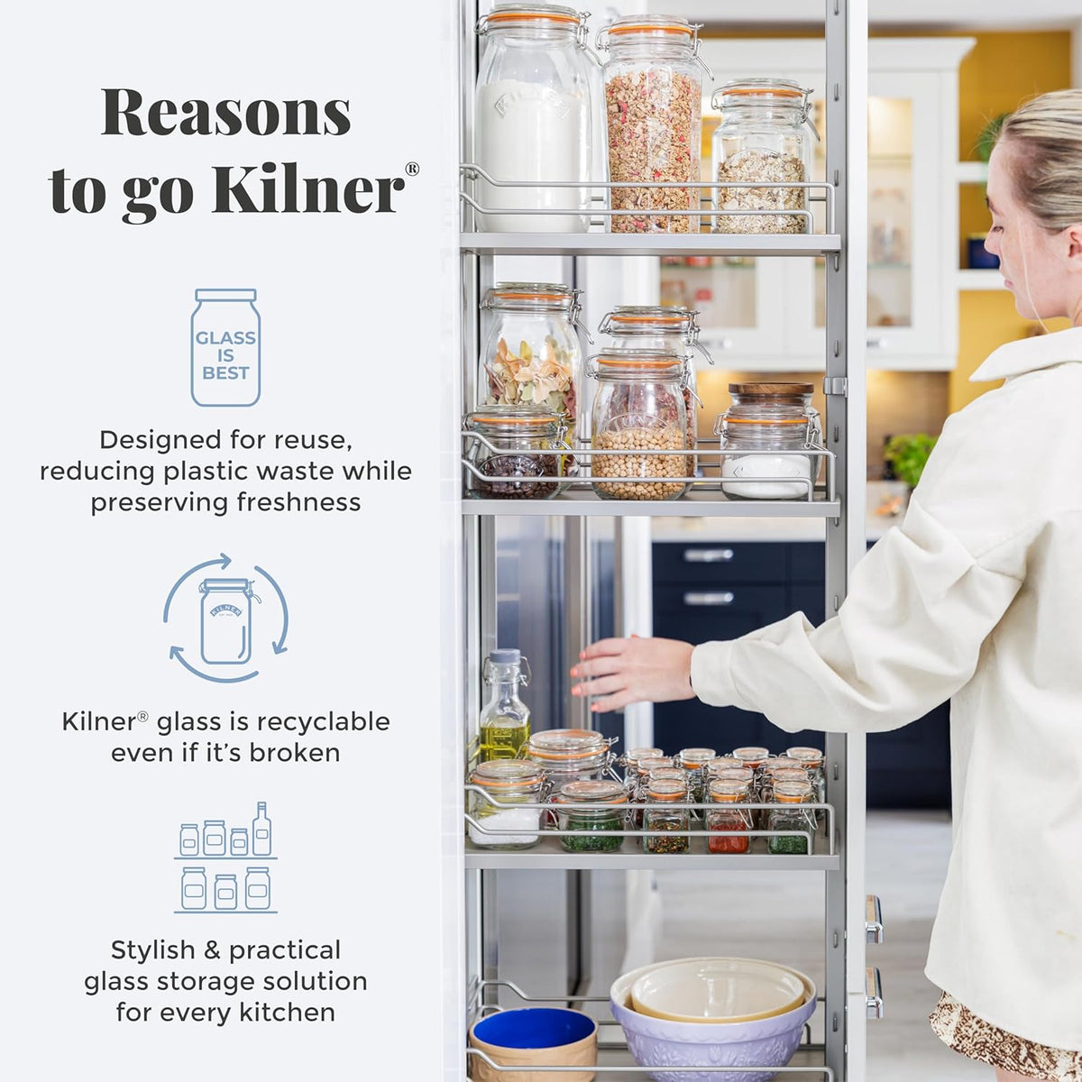 Kilner Fresh Tall Storage Square Jar 2 Litre - Home Deco London