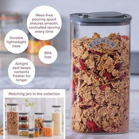 Kilner 3 Litre Glass Cereal Dispenser with Airtight Lid - Home Deco London