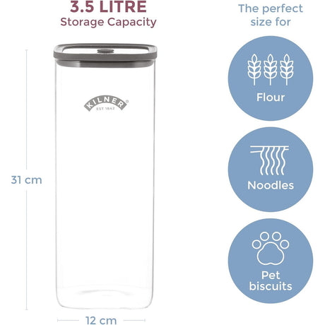 Kilner Fresh Tall Storage Square Jar 3.5 Litre - Home Deco London
