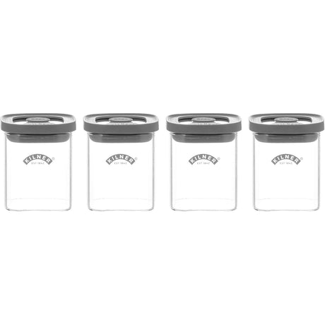 Kilner Fresh Glass Spice Jars Set of 4 x 160ml with Vacuum Seal Lids - Home Deco London