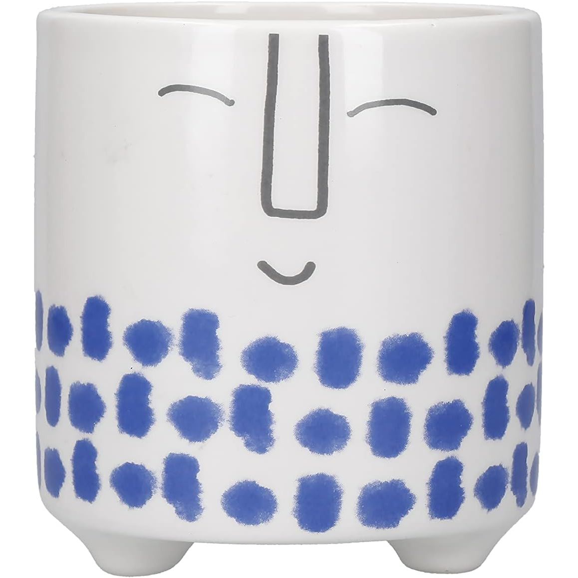 KitchenCraft Blue Spots Face Planter Indoor Ceramic - Home Deco London