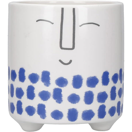 KitchenCraft Blue Spots Face Planter Indoor Ceramic - Home Deco London