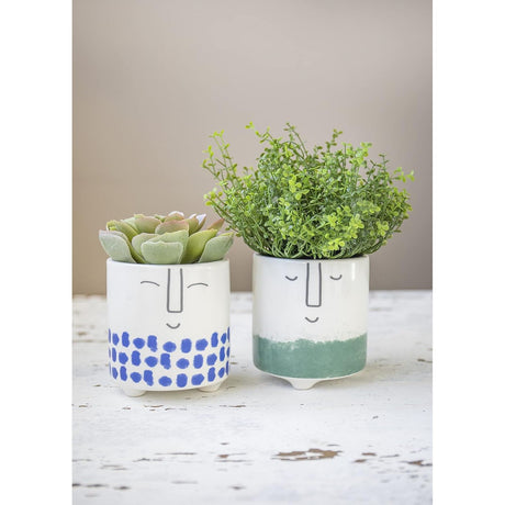 KitchenCraft Set of 2 Indoor Plant Pots Smiley Face Designs - Home Deco London
