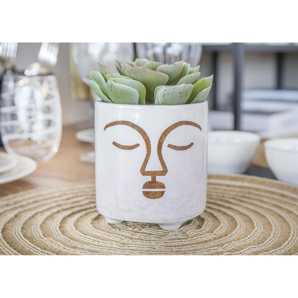 KitchenCraft Face Planter Pot Ceramic Indoor Plant Pot - Home Deco London