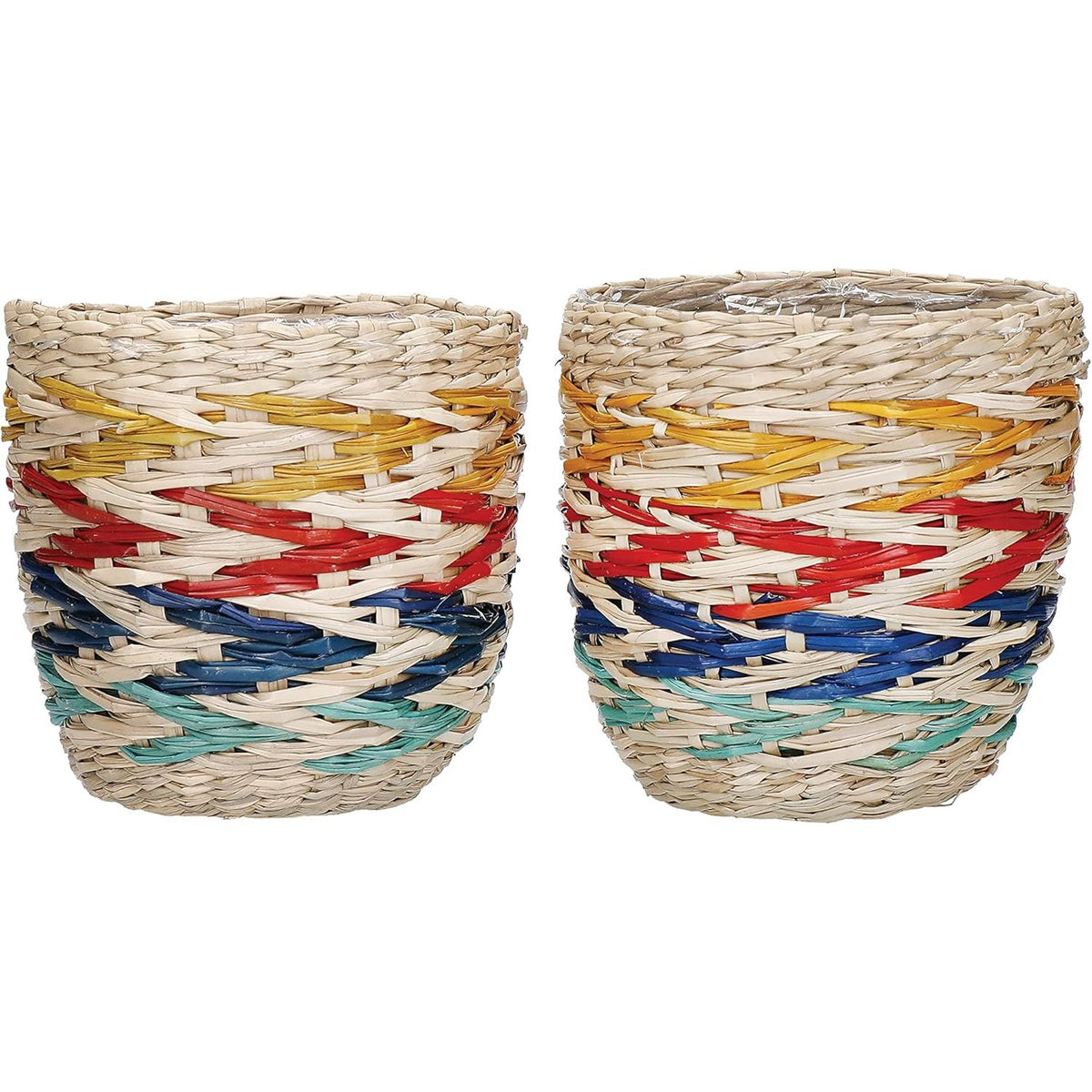 KitchenCraft Set of 2 Woven Seagrass Baskets Indoor Plant Pots - Home Deco London