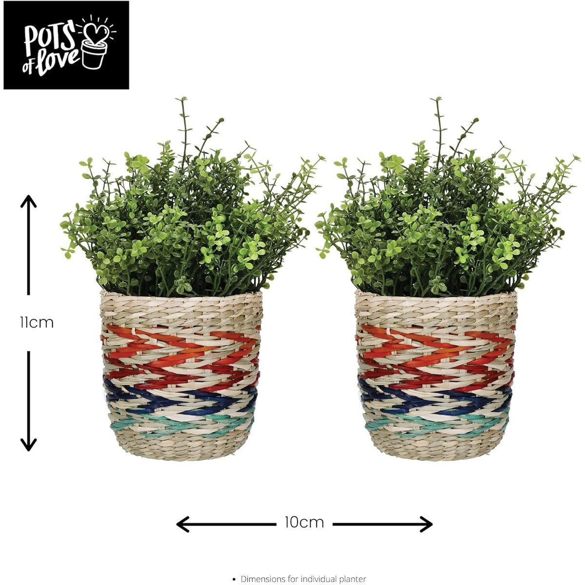 KitchenCraft Set of 2 Woven Seagrass Baskets Indoor Plant Pots - Home Deco London