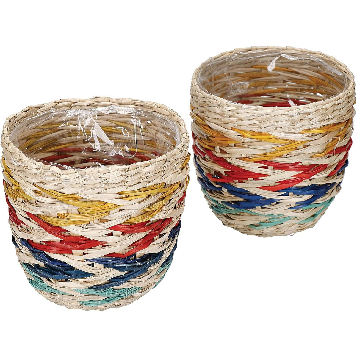 KitchenCraft Set of 2 Woven Seagrass Baskets Indoor Plant Pots - Home Deco London