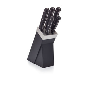 KitchenCraft 5 Piece Knife Set Black With Stylish Block - Home Deco London