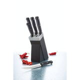 KitchenCraft 5 Piece Knife Set Black With Stylish Block - Home Deco London