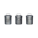 Industrial Kitchen Tea, Coffee and Sugar Canisters in Gift Box, Vintage-Style Metal