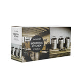 Industrial Kitchen Tea, Coffee and Sugar Canisters in Gift Box, Vintage-Style Metal