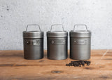 Industrial Kitchen Tea, Coffee and Sugar Canisters in Gift Box, Vintage-Style Metal
