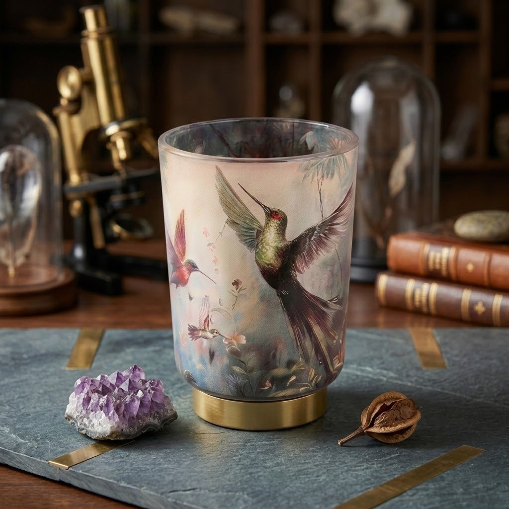 Glass LED Lantern- Hummingbird