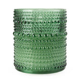 Olive Green LED Candle in Embossed Glass - 10cm - Home Deco London