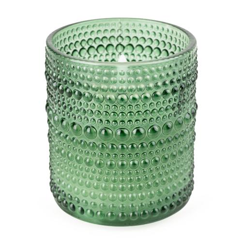 Olive Green LED Candle in Embossed Glass - 10cm - Home Deco London
