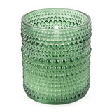 Olive Green LED Candle in Embossed Glass - 10cm - Home Deco London