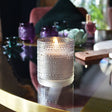 Smokey Black LED Candle in Embossed Glass - 10cm - Home Deco London