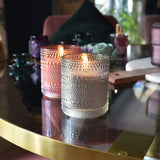 Smokey Black LED Candle in Embossed Glass - 10cm - Home Deco London