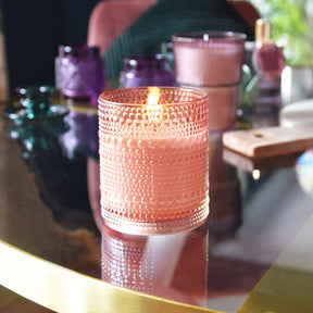 Terracotta LED Candle in Embossed Glass - 10cm - Home Deco London