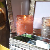 Terracotta LED Candle in Embossed Glass - 10cm - Home Deco London