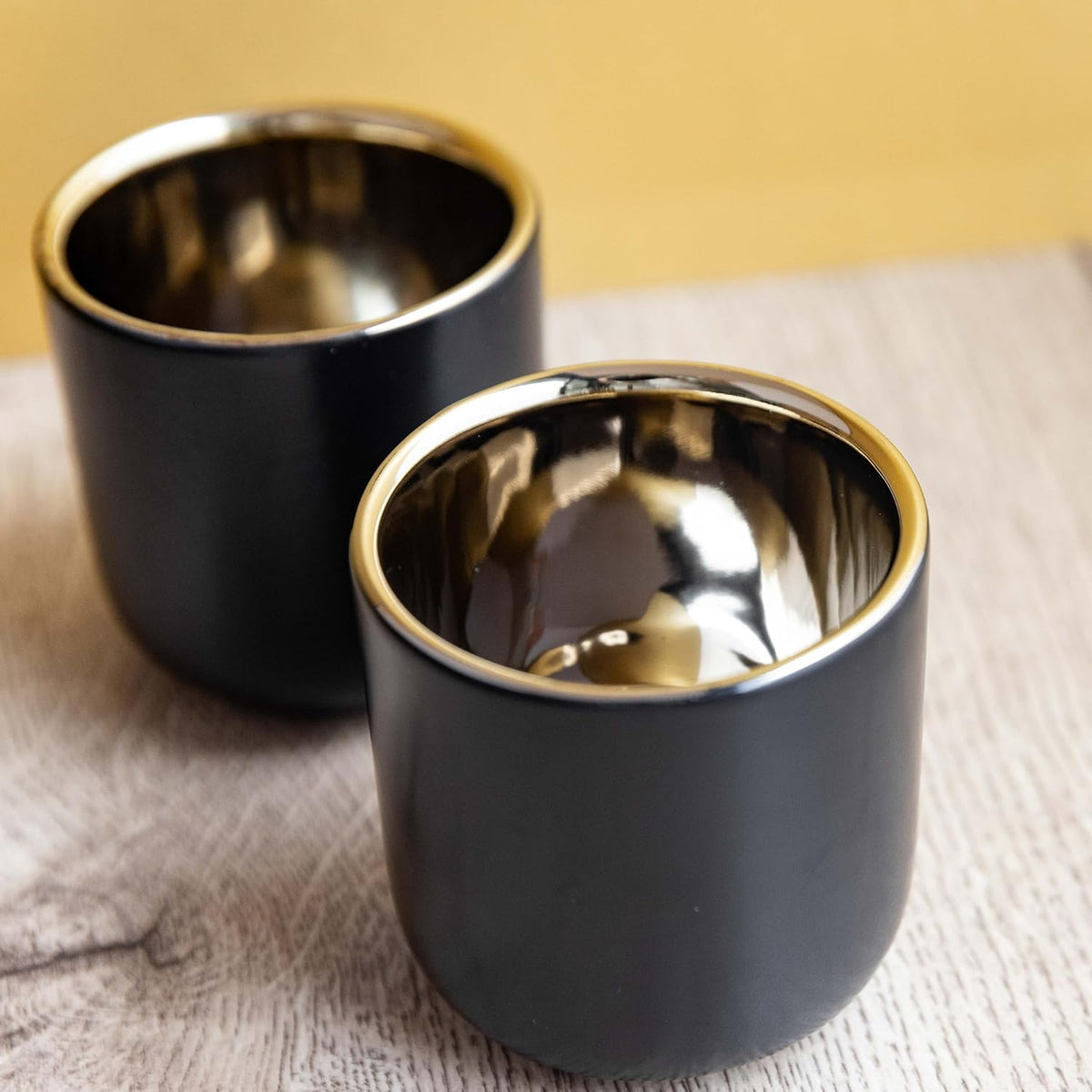Elegant La Cafetière Double Walled Espresso Mugs displayed with a steaming cup of espresso, perfect for modern coffee enjoyment.