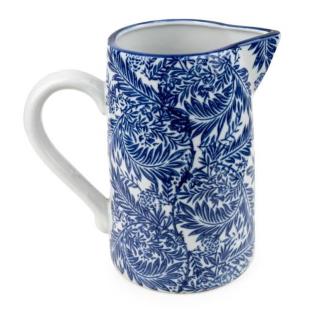 Large Blue Floral Ceramic Pitcher 23cm Jug - Home Deco London