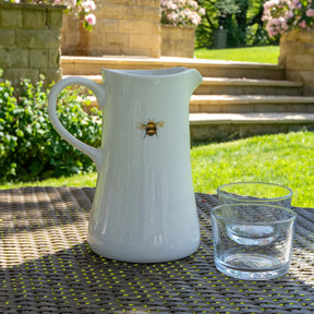 Large Decorative Ceramic Jug with Bee Design White - Home Deco London