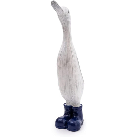 White Large Decorative Duck With Navy Wellies - Home Deco London