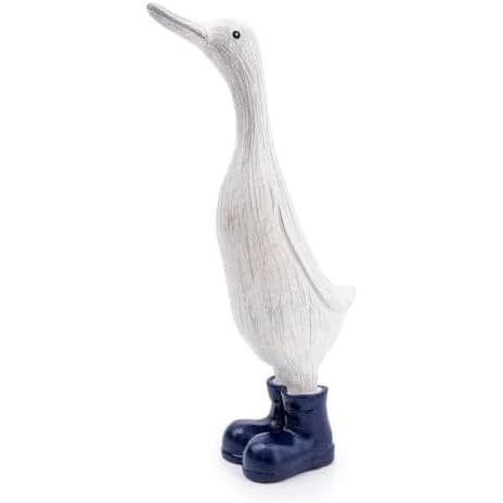 White Large Decorative Duck With Navy Wellies - Home Deco London