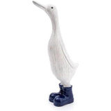 White Large Decorative Duck With Navy Wellies - Home Deco London
