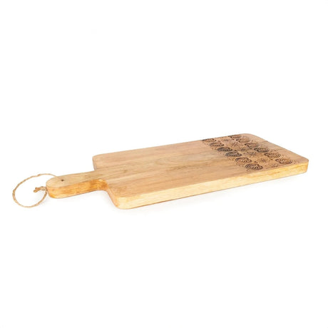 Large Mango Wood Serving Board with Decorative Floral Pattern - Home Deco London
