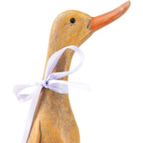 Rosie Large Oak Decorative Duck With Lilac Wellies - Home Deco London