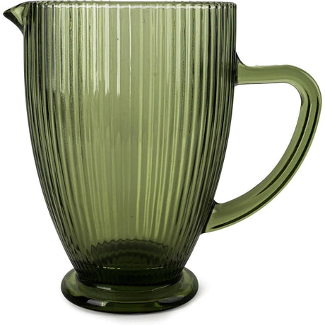 Vintage-Inspired Large Ribbed Water Jug in Green Glass - Home Deco London