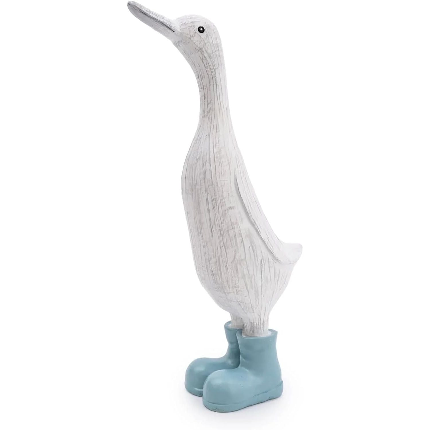 White Large Decorative Duck With Light Blue Wellies - Home Deco London