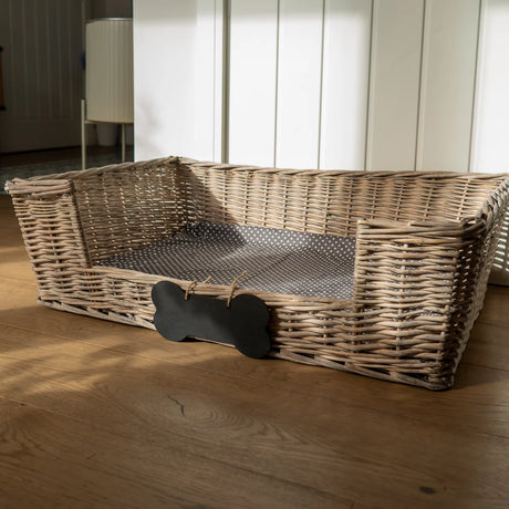 Large Dog Basket with Padded Bed and Personalised Chalk Board - Home Deco London