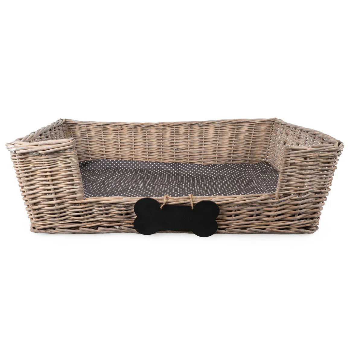 Elegant grey Large Dog Basket with Padded Bed, ideal for pampering your dog with comfort and style.