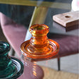 Amber Glass Candlestick 10cm - Home Deco London